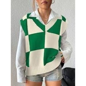Flirla 1pc Women Casual Minimalist Fashion Knitted Sweater Vest, Suitable For E…
